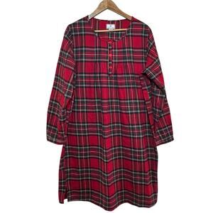 Petite Plume Brushed Twill Beatrice Nightgown Red Imperial Tartan Plaid XL